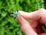 1925 Antique 15ct Gold Emerald Diamond Ring