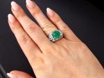 Vintage 1935 Platinum Emerald and Diamond Cocktail Ring
