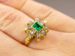 1925 Antique 15ct Gold Emerald Diamond Ring