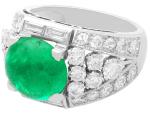 Vintage 1935 Platinum Emerald and Diamond Cocktail Ring