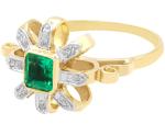 1925 Antique 15ct Gold Emerald Diamond Ring