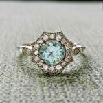 Vintage Aquamarine and Diamond Engagement Ring