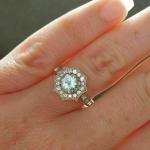 Vintage Aquamarine and Diamond Engagement Ring