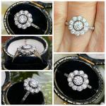 2 Ct Round Cut Diamond Antique Daisy Ring 14K White Gold