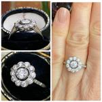 2 Ct Round Cut Diamond Antique Daisy Ring 14K White Gold