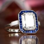 Stunning Art Deco Emerald Diamond Vintage Ring