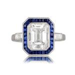 Stunning Art Deco Emerald Diamond Vintage Ring