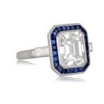 Stunning Art Deco Emerald Diamond Vintage Ring
