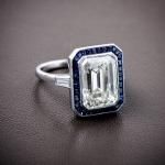 Stunning Art Deco Emerald Diamond Vintage Ring