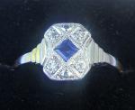 Art Deco 18ct Gold Sapphire and Diamond Ring