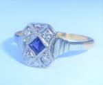 Art Deco 18ct Gold Sapphire and Diamond Ring