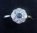 Art Deco 18ct Gold Sapphire and Diamond Star Ring