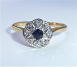 Art Deco 18ct Gold Sapphire and Diamond Star Ring