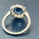 Vintage Platinum Cluster Ring with Blue Sapphire and Diamond