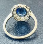 Vintage Platinum Cluster Ring with Blue Sapphire and Diamond