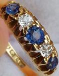 Antique 1919 Gold Sapphire Diamond Engagement Ring