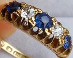 Antique 1919 Gold Sapphire Diamond Engagement Ring