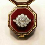 2Ct Round Cut Diamond Vintage Flower Engagement Ring