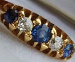 Antique 1919 Gold Sapphire Diamond Engagement Ring