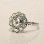2Ct Round Cut Diamond Vintage Flower Engagement Ring