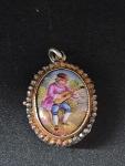 Antique Silver Enamel Watteau Locket Pendant