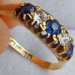 Antique 1919 Gold Sapphire Diamond Engagement Ring