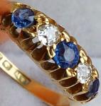 Antique 1919 Gold Sapphire Diamond Engagement Ring