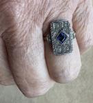 Art Deco Sapphire and Diamond Vintage Ring Size 8