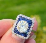 Antique French Sapphire Diamond Ring - Rare Find