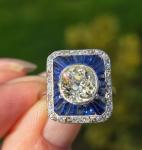 Antique French Sapphire Diamond Ring - Rare Find