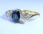 Art Deco 18ct Gold Sapphire & Diamond Ring