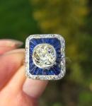 Antique French Sapphire Diamond Ring - Rare Find