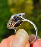 Antique French Sapphire Diamond Ring - Rare Find