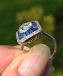 Antique French Sapphire Diamond Ring - Rare Find