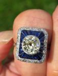 Antique French Sapphire Diamond Ring - Rare Find