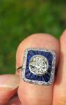 Antique French Sapphire Diamond Ring - Rare Find