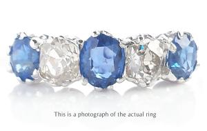 Edwardian 5 Stone Ceylon Sapphire Diamond Ring