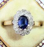 Art Deco 18ct Gold, Platinum, Sapphire & Diamond Ring