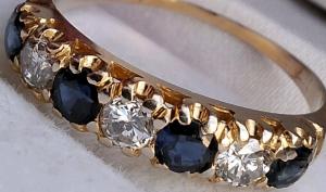 18Ct Gold Sapphire Diamond Vintage Eternity Ring