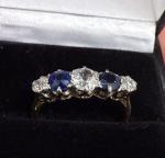 Antique Art Deco Diamond and Sapphire Gold Ring