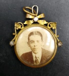 Brass Double Photo Locket Pendant with Glass