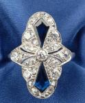 Art Deco Sapphire Vintage Engagement Ring in Silver