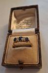 Vintage Sapphire Gold Engagement Ring with Box