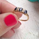 Vintage Sapphire Gold Engagement Ring with Box
