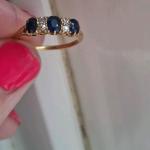 Vintage Sapphire Gold Engagement Ring with Box