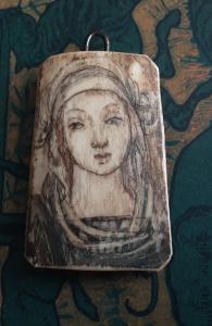 Antique Miniature Portrait Pendant by Z. Zielinska