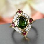 Oval Cut Green Emerald Halo Engagement Ring