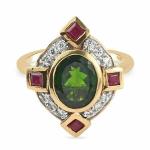 Oval Cut Green Emerald Halo Engagement Ring