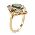 Oval Cut Green Emerald Halo Engagement Ring