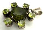 Vintage 1910 Silver Pendant with Natural Peridot